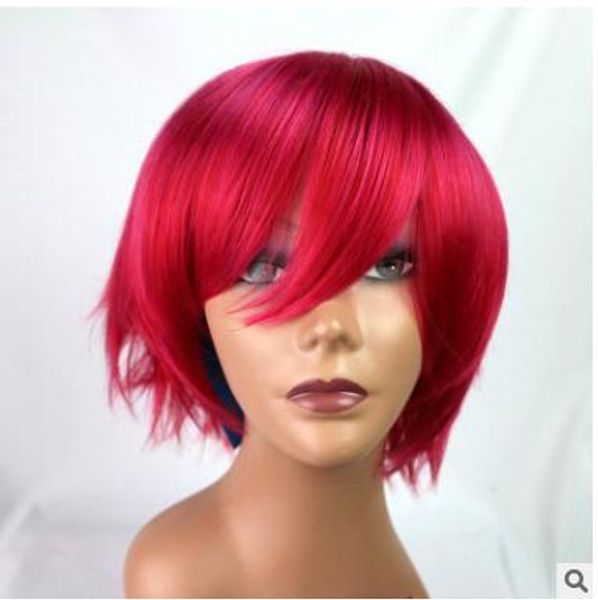 Red Cos Wig Short Hair Cosplay Graduation Masquerade Male And