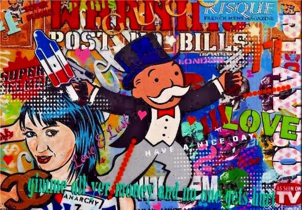 

alec monopoly handpainted graffiti pop art oil painting have nice day,on canvas for wall decor multi sizes / frame g19
