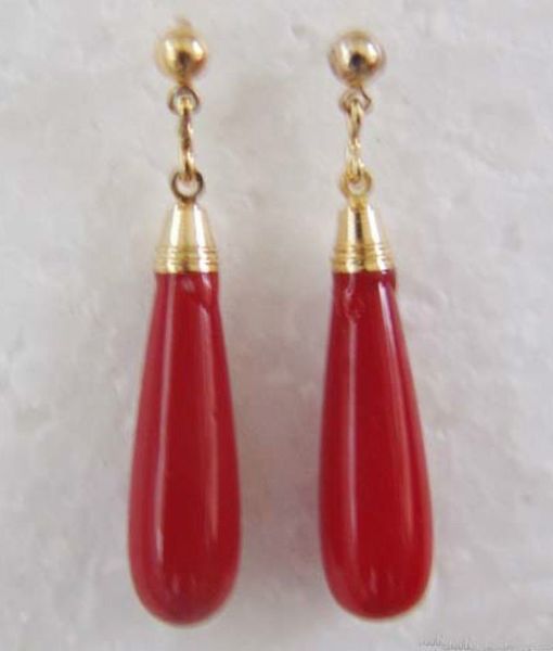 

charming red natural stone stud danlge earrings ing, Golden;silver