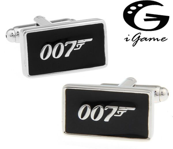 

promotion 007 cufflinks black color fashion novelty james bond movie design copper material ing, Silver