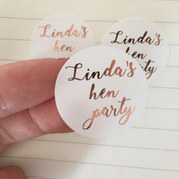 

50 hen party sticker wedding favor rose gold foil personalised label bachelorette girls night out gift bags stickers