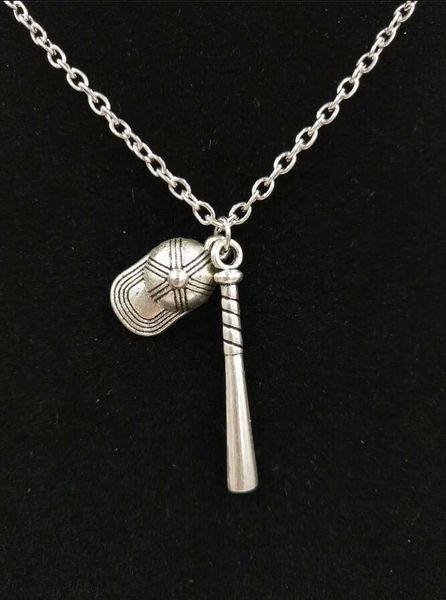 Modeschmuck 10 Teile/los Vintage Silber Baseballschläger und Baseballkappen Anhänger Halskette Schere Schmuck Friseur Geschenk A25