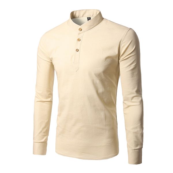 

men shirt cotton chinese vintage style 2018 new arrival male solid color stand collar business long sleeve casual shirt 5xl, White;black