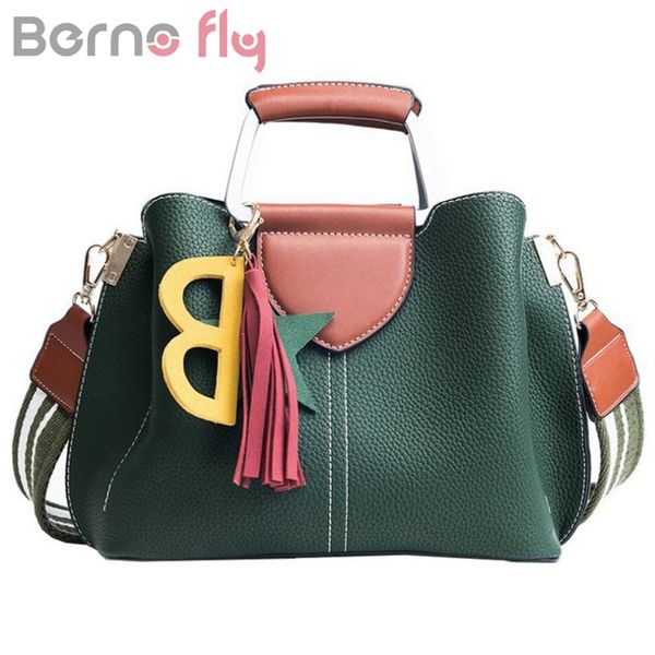 

berno autumn and winter new bag female simple frosted handbag korean wide shoulder strap fashion wild shoulder messenger bag