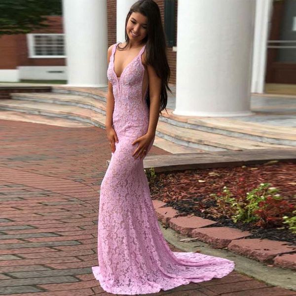 

new mermaid lace beaded prom dresses v neck open back long evening dresses graduation party dresses, Black;red