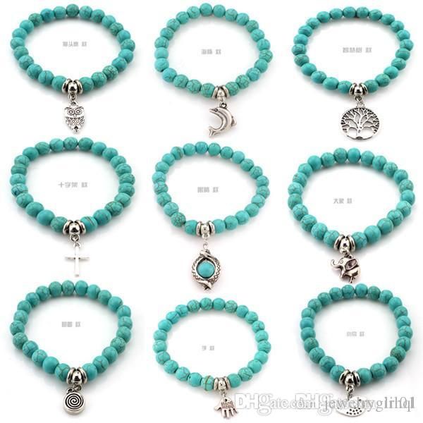 

natural lava stone turquoise prayer beads charms bracelets anti-fatigue volcanic rock men's women's fashion diffuser jewelry kka10, Black