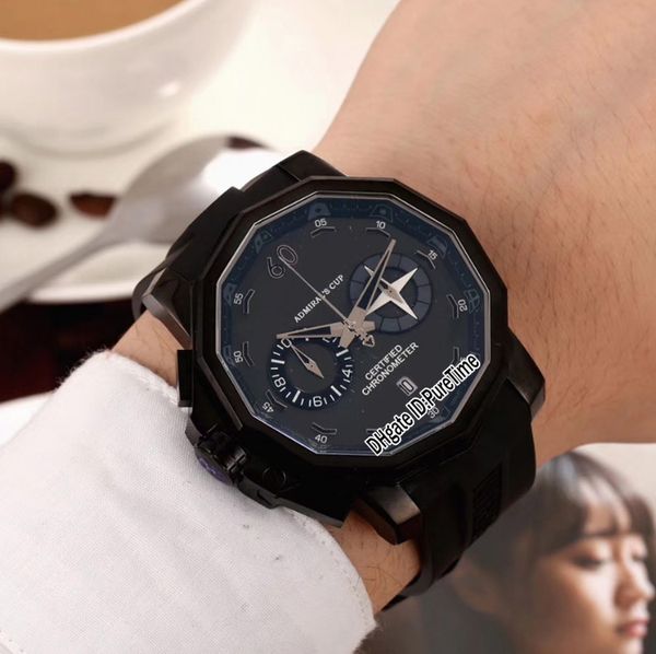 

new admiral's cup seafender 753.231.95/0371 pvd all black dial big size miyota quartz chronograph mens watch rubber satch watches 31.2b, Slivery;brown