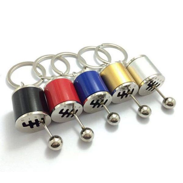 

creative race car stalls head keychains six-speed manual shift gear keychain auto car's parts toy short shifter knob metal gift