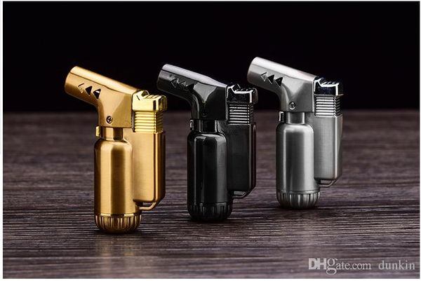

metal windproof butane gas lighter metal cigar cigarette lighter mini refillable jet flame torch dabs jet butane torch dhl free