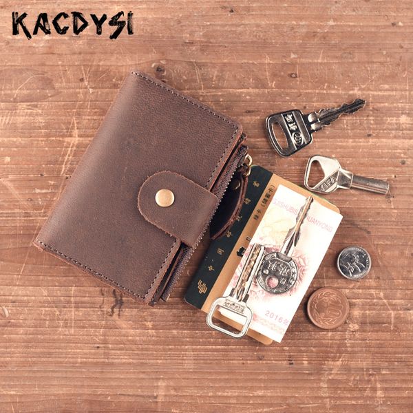 

handmade real cow leather retro key wallet unique key bag zipper case holder multifunctional keyring pouch coin purse, Red;black