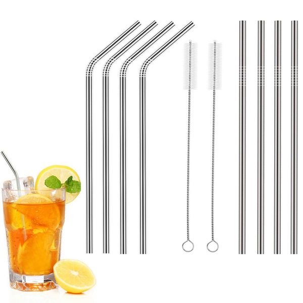 

30oz 20oz stainless steel straw durable reusable metal 10.5 inch extra long bend and straight drinking straws for 30 20 oz cups mugs by dhl
