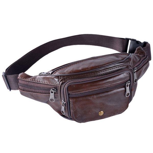 

vintage chain waist bag bananka travel fanny pack men pu leather belly band belt bag casual waist bum high quality