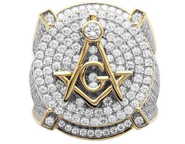 

мода ювелирные изделия роскошных людей 18k желтого золота заполненные 250pcs циркон copper масонский ag размер кольца 8-15, Slivery;golden