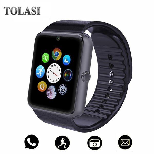 

bluetooth smart watch men with touch screen big battery support tf sim card camera for ios iphone android phone pk a1 smartwatch, Slivery;brown