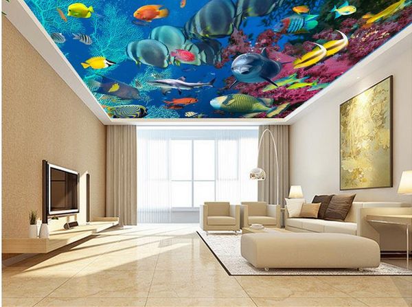 Benutzerdefinierte Decke Tapeten Die Unterwasserwelt Tapeten Wohnkultur Wohnzimmer Schlafzimmer 3D Decke Dekoration Fototapete