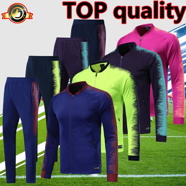 

2019 pain barcelona occer jacket track uit fluore cent green royal blue 18 19 long leeve football jacket trou er kit