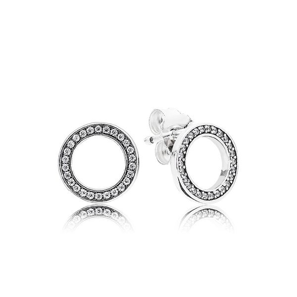 

authentic 925 sterling silver circles earring with original box fit eternal pandora jewelry stud earring women wedding gift earrings, Golden;silver