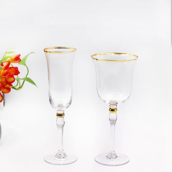 

lead-crystal wine goblet glass luxurious gold rim glass cup home drinkware goblet party wine cup champagne