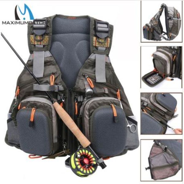 Maximumcatch Fly Pesca colete mochila e colete combo o exército verde colete de pesca mosca jaqueta