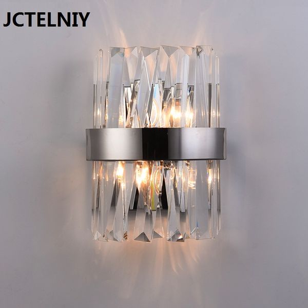 

new crystal wall lamp bedside chrome living room lamp stainless steel art wall decoration lamp