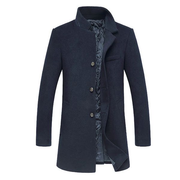 

brand men hoody long sleeve wool coat 2017 jackets and coats mens wool overcoats winter trench jacket 160cy, Black