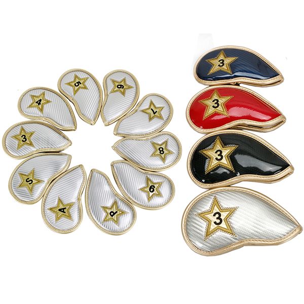 

latest 10pcs crystal pu golf club headcover set for irons star golf irons headcover 3-9 aps 4colors