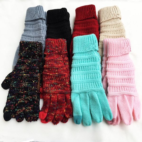 

Knitted touch creen glove winter warm knitting touch creen cellphone five finger multicolor glove 2pc 1 pair 1 lot 12 color d023 1