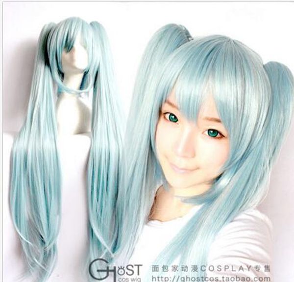 

hatsune miku schnee miku ice blue gradient lÃ¤nge cosplay perÃ¼cke wig, Black;brown