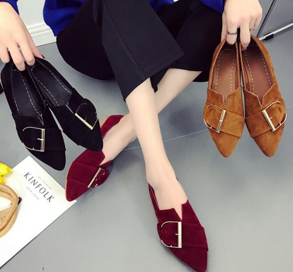 

Flat shoes women's autumn shoes fashion new wild shallow soft bottom casual spring buckle flat flat shoes LEIKUAN