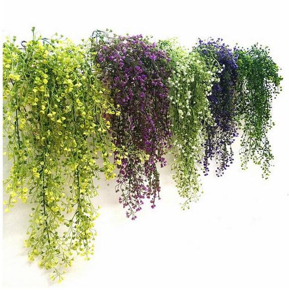 

Hoomall green purple artificial plant ilk rattan wall flower plant wedding party decoration fake flower vine home decoration ga603