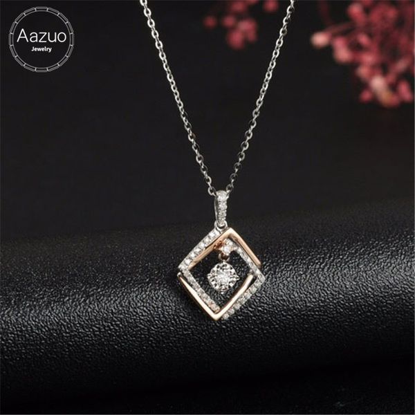 

aazuo 100% 18k white gold real diamonds fashion geometric necklace gifted for women wedding 18 inch link chain au750, Silver