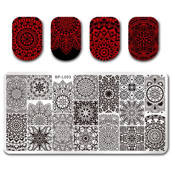 

12*6cm born pretty rectangle nail stamping template floral design manicure image plate bp-l053, White