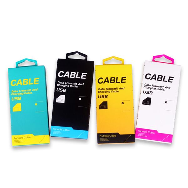 Scatola di imballaggio di carta colorata di nuovo stile all'ingrosso da 200 pezzi per linea di caricabatterie per cavo dati USB Confezione di carta di lusso universale per cavo USB