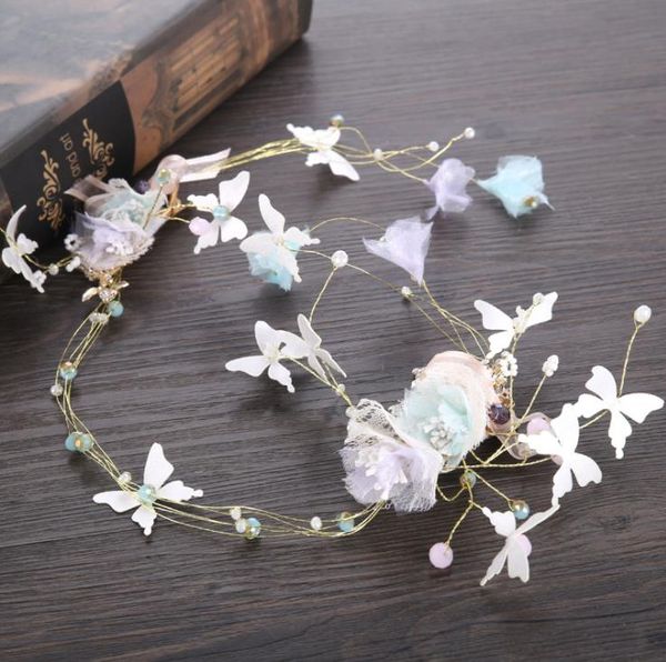 

butterfly festival with wedding dress accessories, pearl hoop, wreath head ornaments, bridal ornaments, Silver