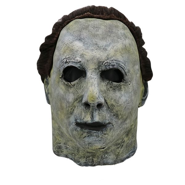 

mostashow scary michael myers 100% latex full face mask with wig cosplay costumes zombie halloween party masks