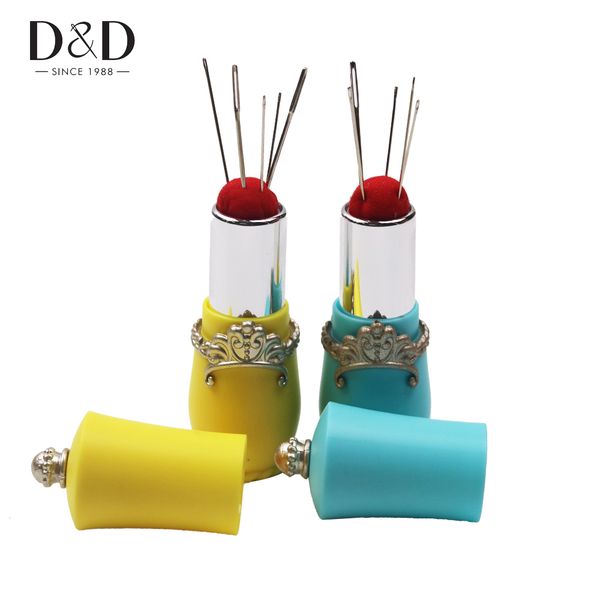 

new lipstick shaped needles pin cushion with 5 sewing needles pincushion needle holder diy sewing tool accessories, Black