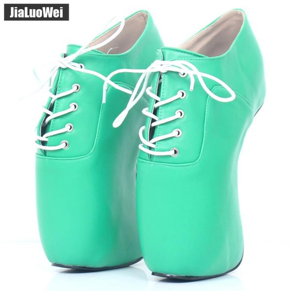 

2019 new women high heeled wedges naked ballet boots fetish pony heel pumps lace-up man ankle party boots man cos shoes 18cm, Black