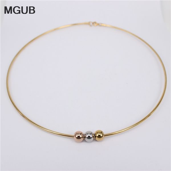 

mgub 2018 new collar 6 style selection stainless steel activity smooth beads cute woman present special sale, Silver