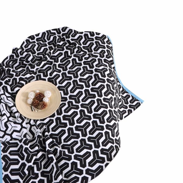 

classic black white stylish rectangle pattern 100% cotton 1pc bed blanket fleece blankets for bed throw blanket machine washable