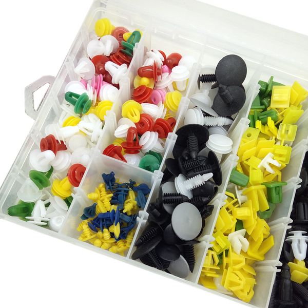 

бесплатная доставка 400 шт. смешанный авто крепеж бампер дверной панели fender liner retainer пластиковые заклепки винтовые зажимы универсал