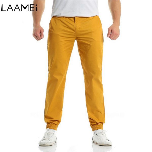 

laamei fitness trousers casual pocket pants men pants long length male jogger pant spring brand solid loose beam foot, Black