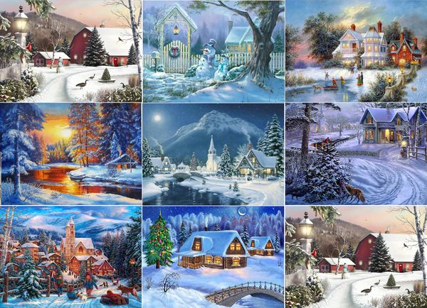 

горный хрусталь полный круглый алмазы вышивка пейзаж зима снег лес diy алмаз живопись вышивки крестом kit главная мозаика украшения multi004