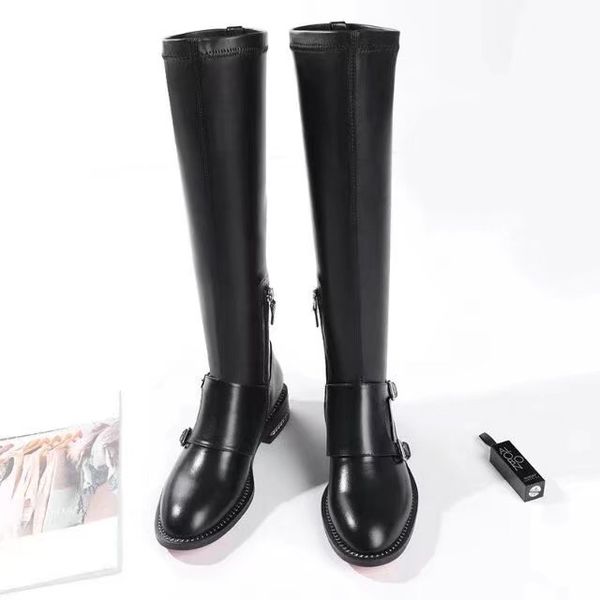 

original box] luxury womens knee thigh high boots chain bottoms motorcycle knight shoes black size 35-40