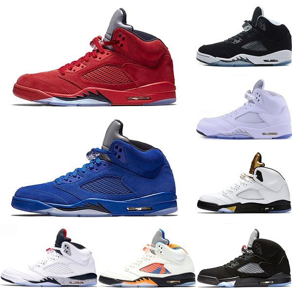 

Nike Air Jordan 5 Retro Скидка мужская 5 5s баскетбол обувь международный полет синий замша OG