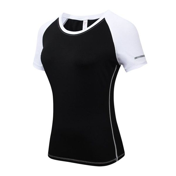 

2017 short sleeves yoga lady t shirt women quick dry reflective running shirts gym training camisas mujer ropa deportiva, White;red