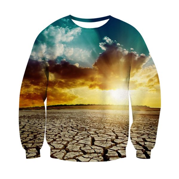 

новые моды для мужчин / женщин трещины земля смешно 3d печатных толстовка стиль мода повседневная толстовка b179, Black