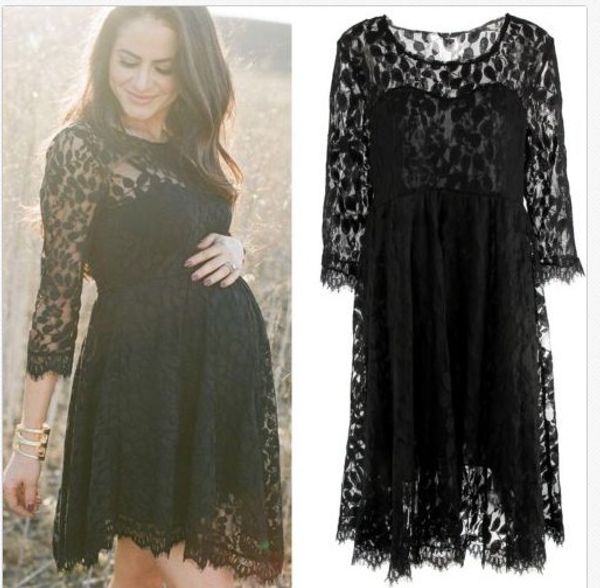 

new arrival black lace maternity dresses long sleeve pregnancy dresses clothes for pregnant women summer auntumn, White