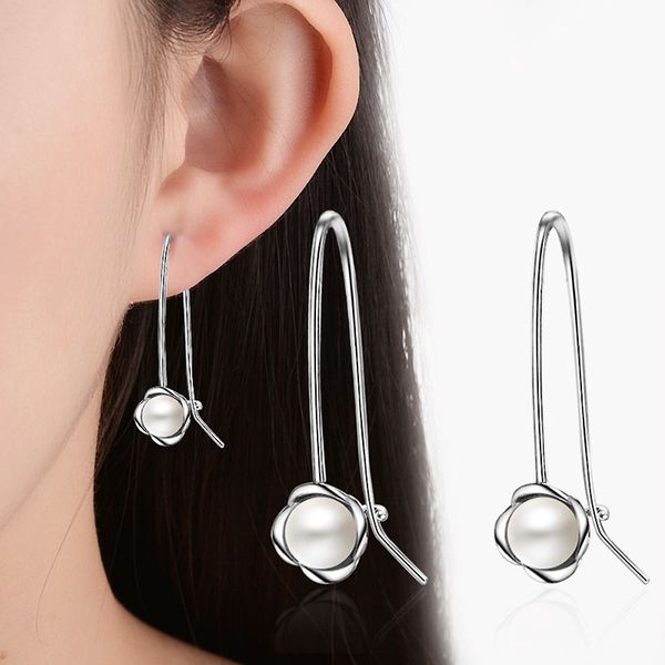 

fashion created pearl drop earrings for women geometric u shape earrings silver color jewelry gift