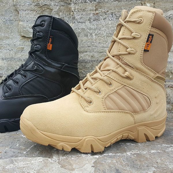 

army boots zipper tactical boots delta desert combat boats outdoor shoes snow boots trekking hiking leather shoes, Black