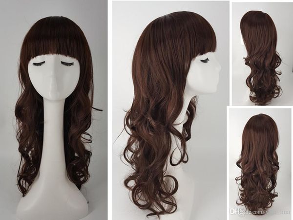 

wholesale long body wave hair the new product like human hair wigs hair fashion sale, Black;brown
